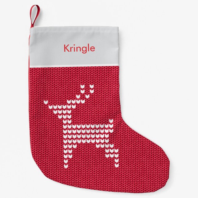 Reindeer Christmas Sweater Small Christmas Stocking (Front)