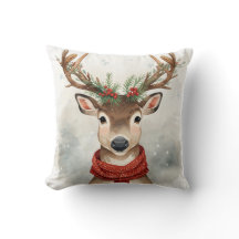 Reindeer Christmas Throw Pillow For Holiday