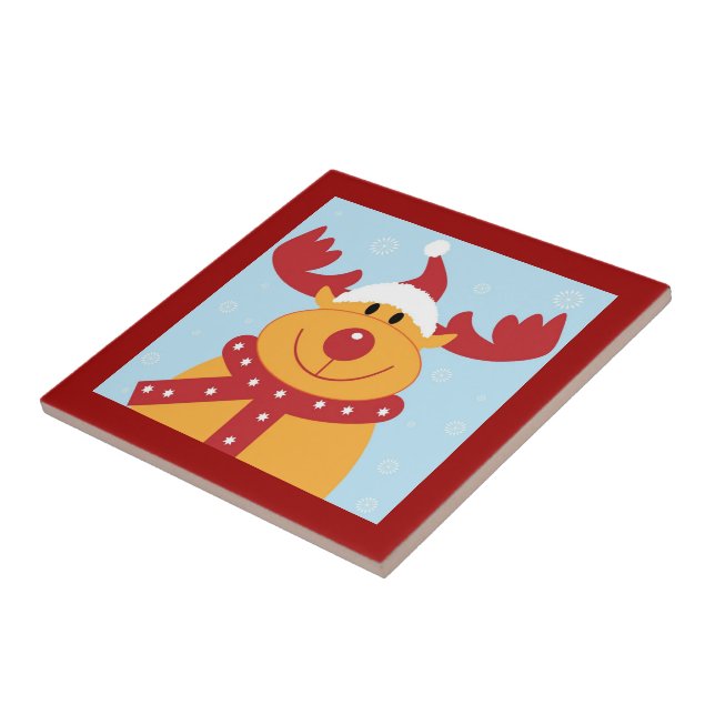 Reindeer Christmas Tile Trivet (Side)