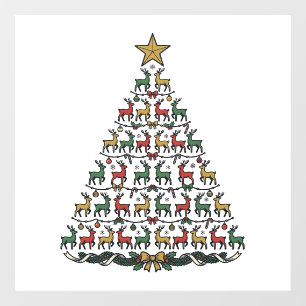 Reindeer Christmas Tree Vintage Engraving Shirt_1