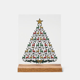 Reindeer Christmas Tree Vintage Engraving Shirt_1 Acrylic Sign