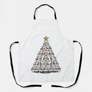 Reindeer Christmas Tree Vintage Engraving Shirt_1 Apron