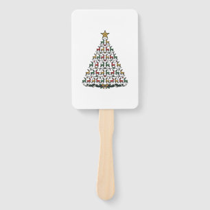 Reindeer Christmas Tree Vintage Engraving Shirt_1 Hand Fan