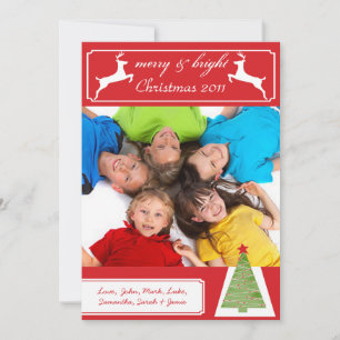 Reindeer Christmas Tree Your Photo Christmas Card