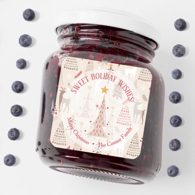 Reindeer Christmas Trees Homemade Holiday Baking Square Sticker (Creator Uploaded)