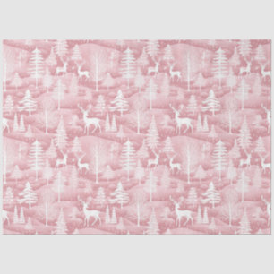 Reindeer Christmas Trees Pink Pattern Christmas Tissue Paper