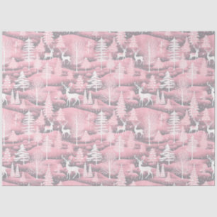 Reindeer Christmas Trees Pink Pattern Christmas Tissue Paper