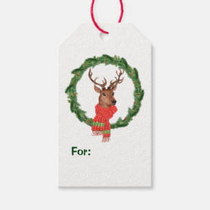 Reindeer Christmas Wreath Gift Tags