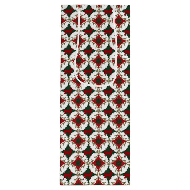 Reindeer Circles 2-WINE GIFT BAG (Front)