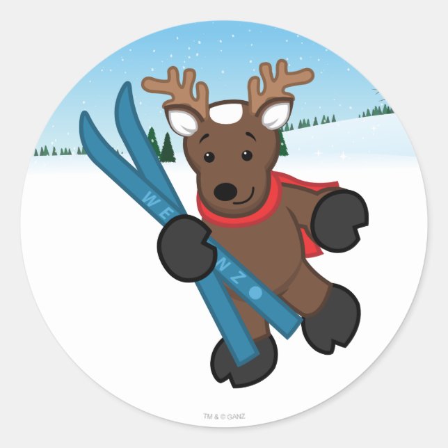 Reindeer Classic Round Sticker (Front)