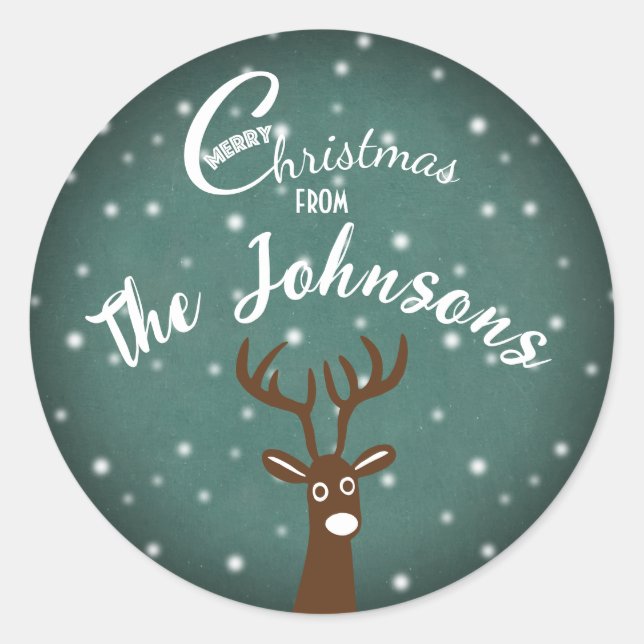 Reindeer Classic Round Sticker (Front)