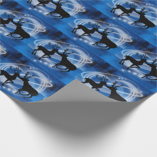 Reindeer Couple Kissing in a Winter Swirl of Love Wrapping Paper