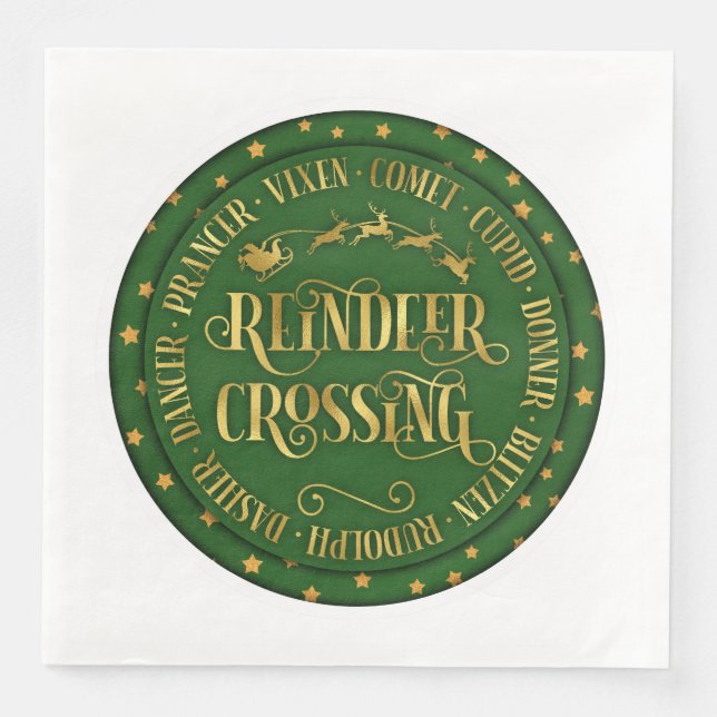 Reindeer Crossing Paper Dinner Napkins (Front)