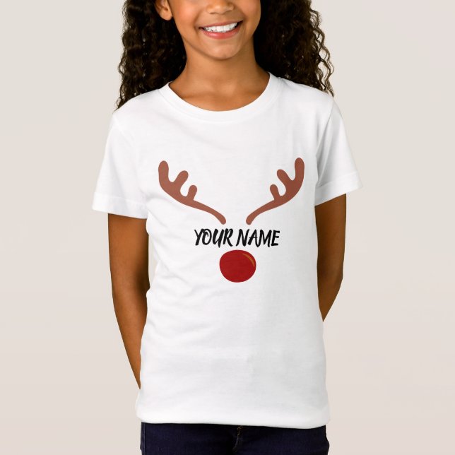 Reindeer Custom Christmas Personalised T-Shirt (Front)