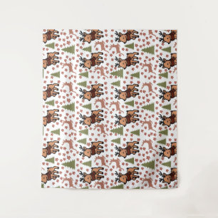 Reindeer cute floral mug tapestry