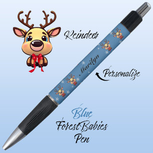 Reindeer Cute Funny Xmas Deer w/ Antlers Blue 🦌