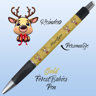 Reindeer Cute Funny Xmas Deer w/ Antlers Gold 🦌