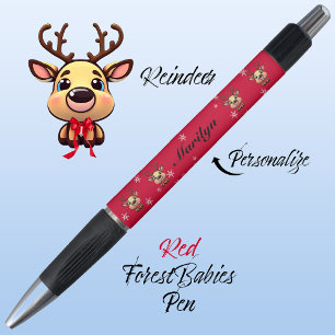 Reindeer Cute Funny Xmas Deer w/ Antlers Red 🦌