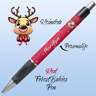 Reindeer Cute Funny Xmas Deer w/ Antlers Red 🦌