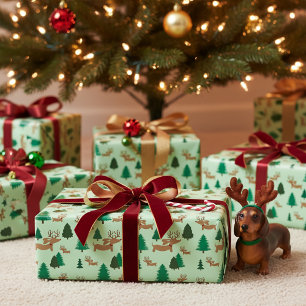 Reindeer Dachshund Gift Wrap Wrapping Paper Doxie