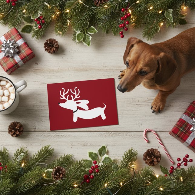 Reindeer Dachshund Holiday Greeting Card Doxie (Celebrate dachshund style)