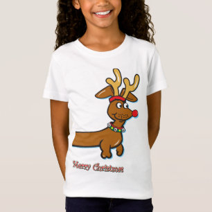 Reindeer Dachshund Merry Christmas T-Shirt