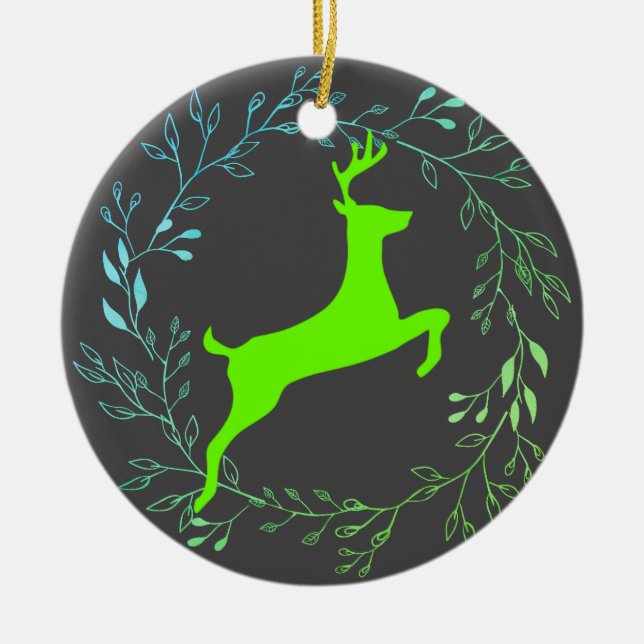 Reindeer - Dancer Ceramic Tree Decoration (Front)