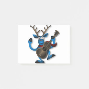 Reindeer Dancing Guitar Instrument Christmas Noel. Post-it Notes