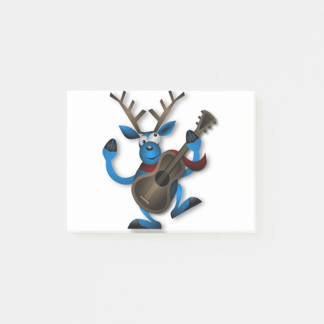 Reindeer Dancing Guitar Instrument Christmas Noel. Post-it Notes (Front)