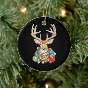 Reindeer Deer Christmas Xmas Lights Holiday Season Ceramic Tree Decoration