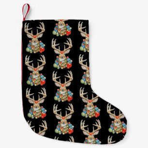 Reindeer Deer Christmas Xmas Lights Holiday Season Small Christmas Stocking