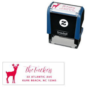 Reindeer Deer Classic Christmas Return Address Self-inking Stamp