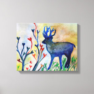 Reindeer Deer Love Heart Magic Watercolor Print