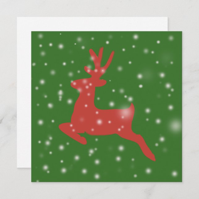 Reindeer Deer Santa  X-mas New Year Invitatation Invitation (Front/Back)