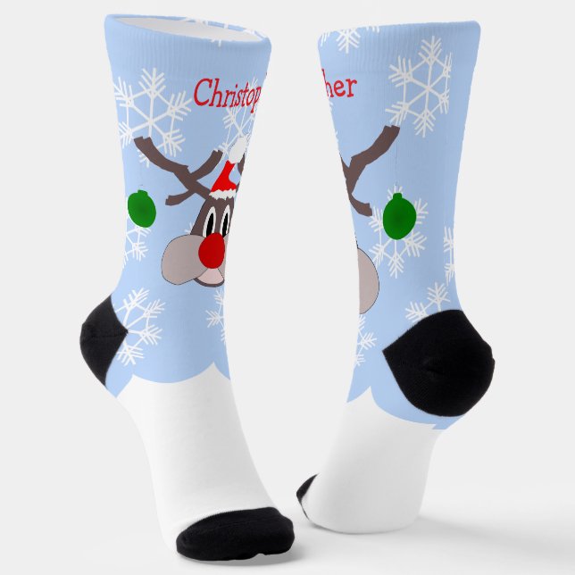 Reindeer Design Christmas Socks (Angled)