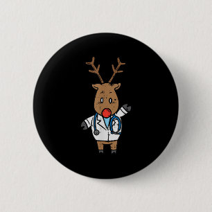 Reindeer Doctor Nurse Stethoscope Medical Christma 6 Cm Round Badge
