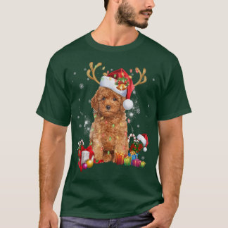 Reindeer Dog Christmas Light Santa Hat Xmas  T-Shirt