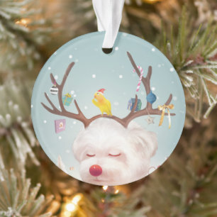 Reindeer Dog with Christmas Ornaments