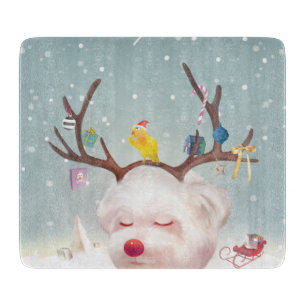 Reindeer Dog with Christmas Ornaments Cutting Board