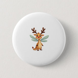 Reindeer Dragonfly 6 Cm Round Badge