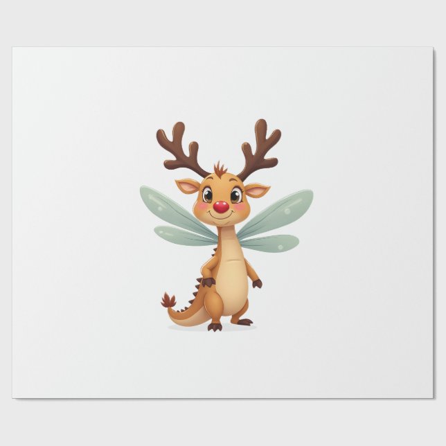 Reindeer Dragonfly Wrapping Paper (Flat)