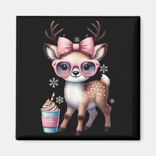 Reindeer Drinking Hot Chocolate Bougie Women Girls Magnet
