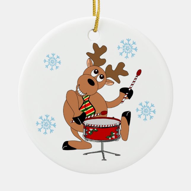 Reindeer Drummer Ornament (Front)