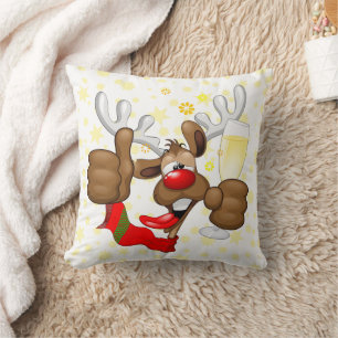 Reindeer Drunk Funny Christmas Character Cushion
