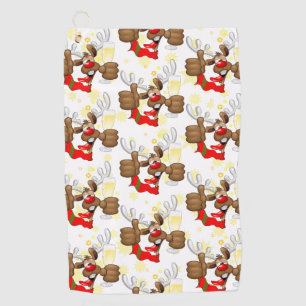 Reindeer Drunk Funny Christmas Character Golf Towel