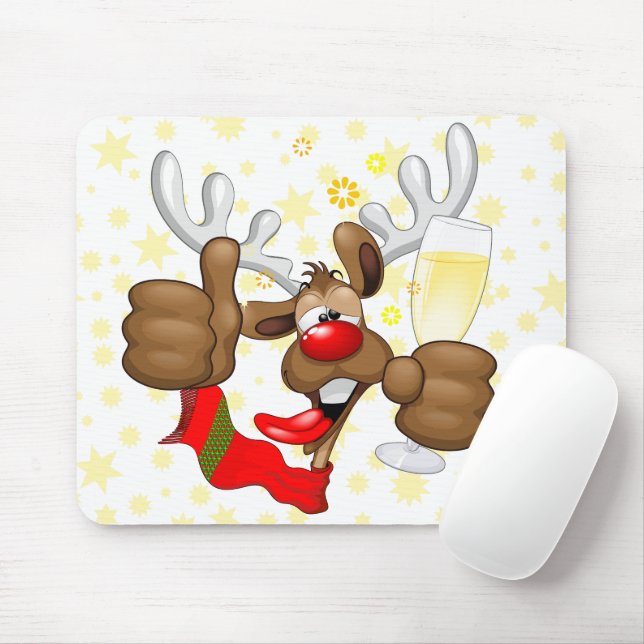 Reindeer Drunk Funny Christmas Character Mouse Pad (With Mouse)