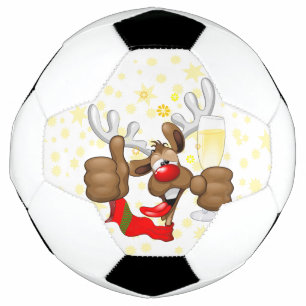 Reindeer Drunk Funny Christmas Character Soccer Ball