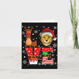 Reindeer Elf Santa Hat Love Cheetah Animal Xmas  Card