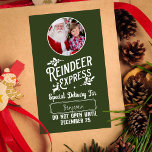 Reindeer Express from Santa Name & Photo Christmas Rectangular Sticker<br><div class="desc">Add a special magical touch to your little one's gift from Santa Claus with a custom green and white holiday sticker from reindeer express! This personalised Christmas design also offers the ability to add the name of your kid and a photo,  too.</div>