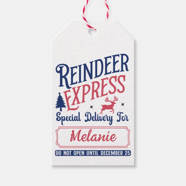REINDEER EXPRESS SPECIAL DELIVERY  GIFT TAGS (Front)